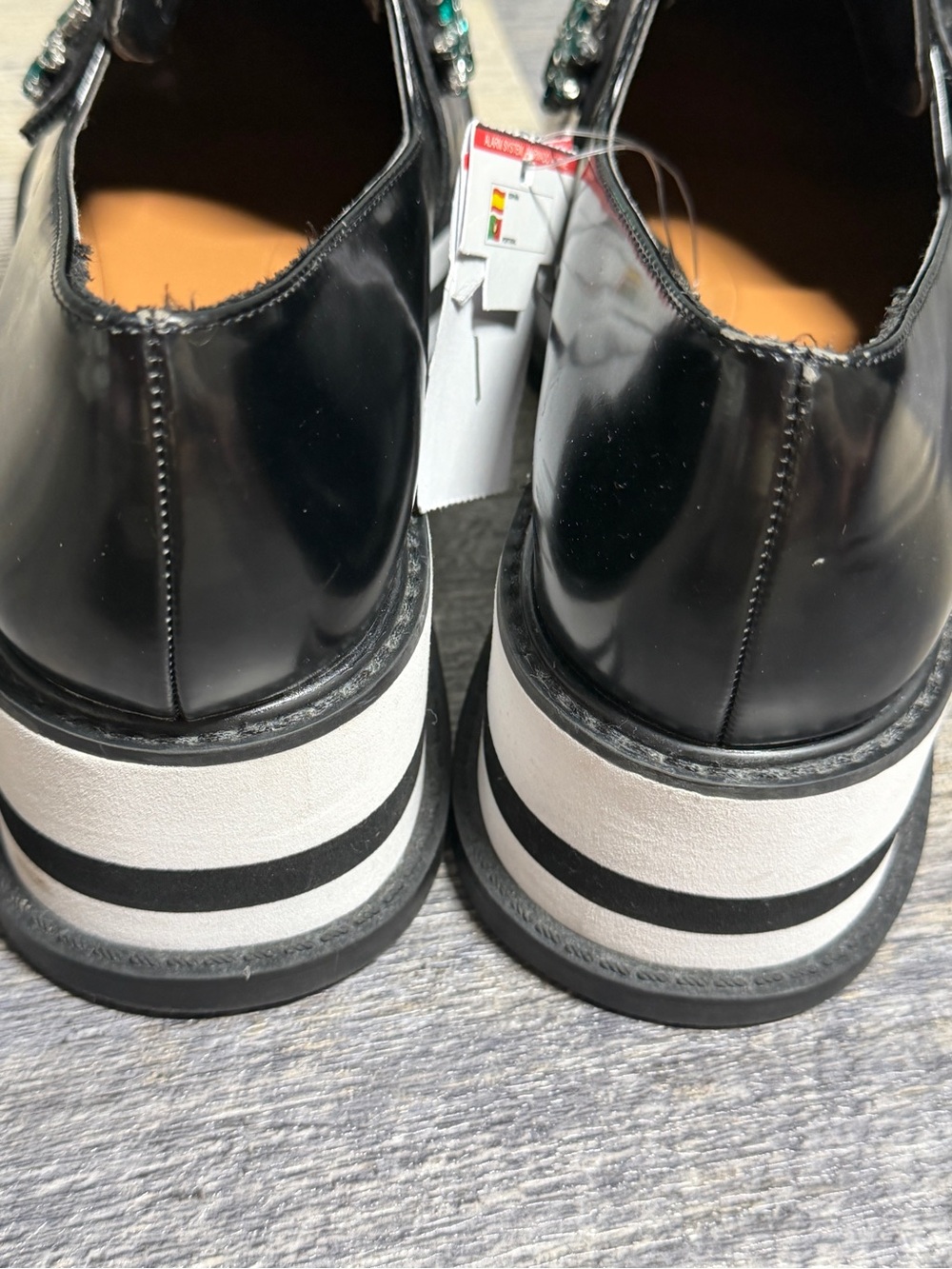 Zara Trafaluc Jeweled Platform Loafers Black Rhinestone Floral Shoes EU 39 US 8 - Picture 10 of 14